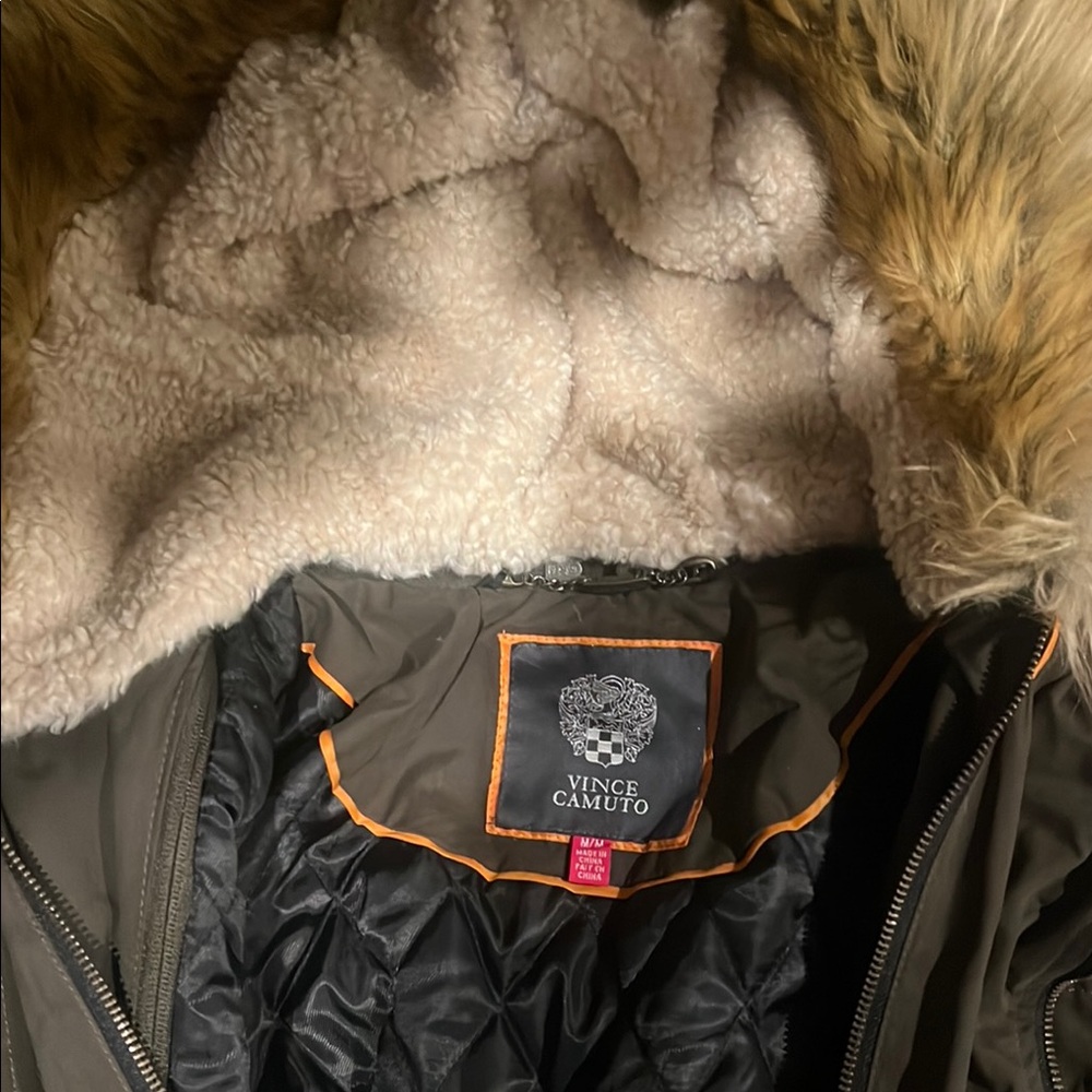 Vince Camuto Olive Ski Jacket with Fur Hood